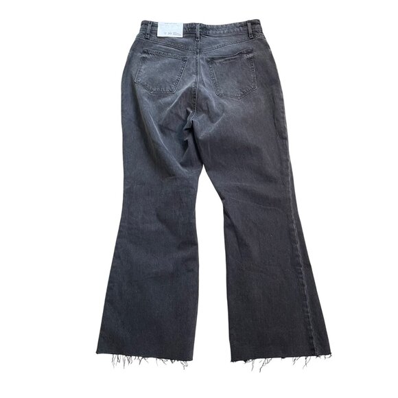 Loft Womens Curvy High Waist Flare Jeans Frayed Hem Button Fly Charcoal Gray u - Picture 7 of 11